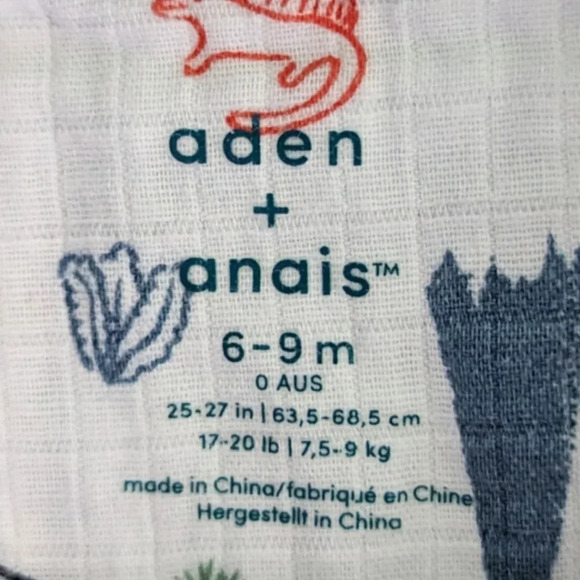 Aden + Anais Dinotime Infant Long Sleeve Muslin Footie Zippy Size 6-9 Months - Picture 6 of 10